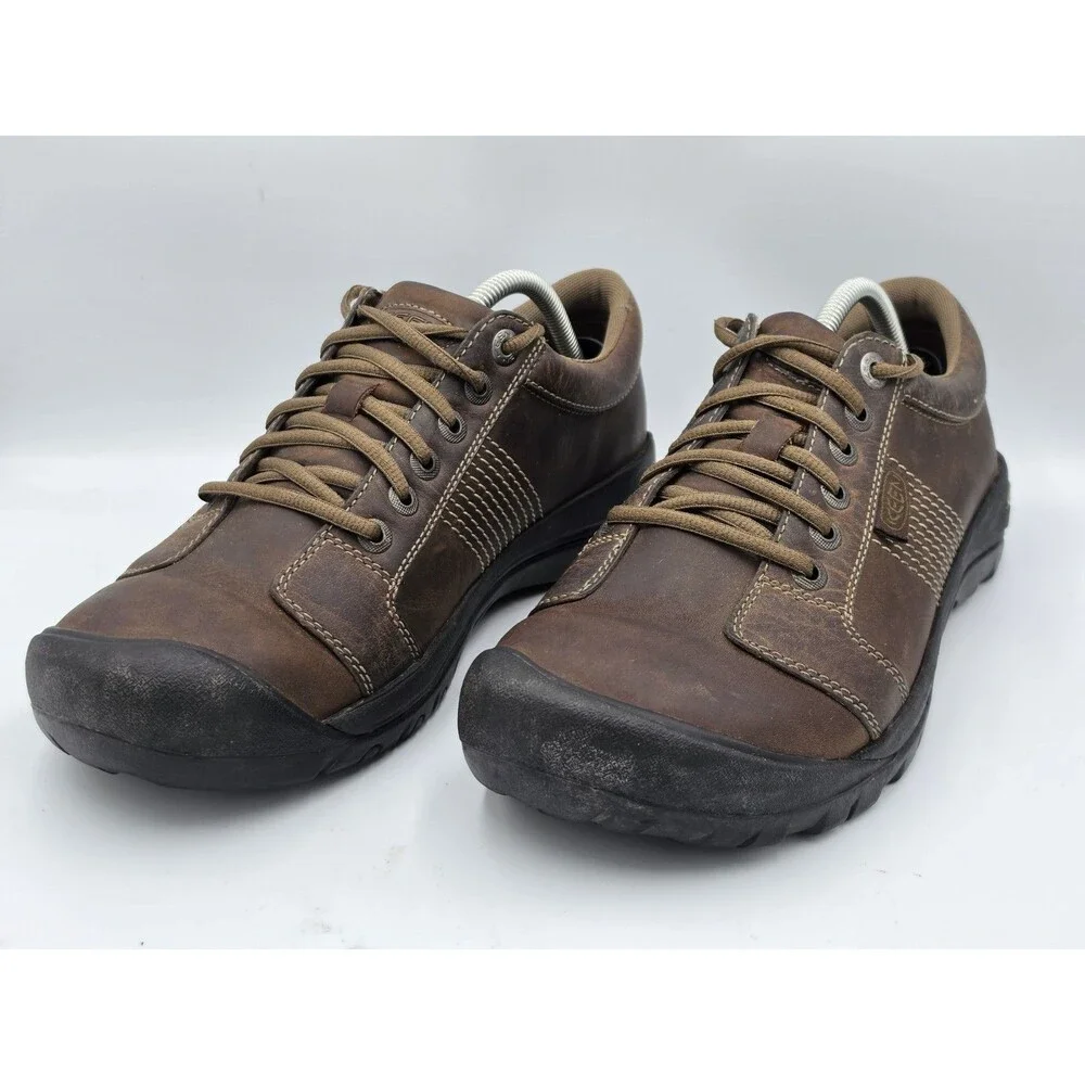 Keen Mens Austin Leather Shoes Chocolate Brown Size 10.5 Comfort Casual - Picture 3 of 7